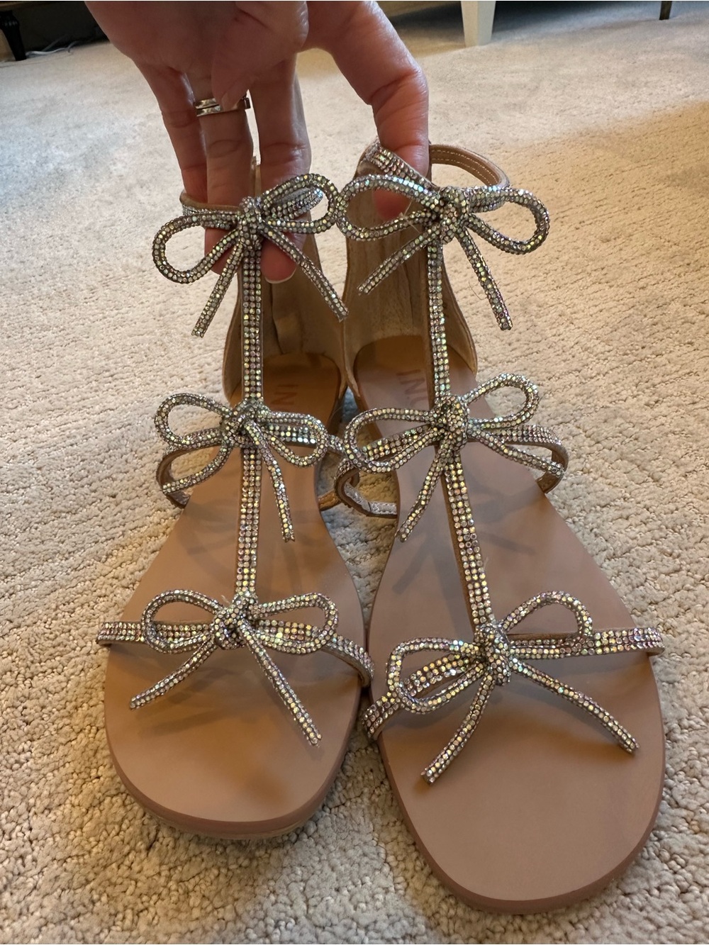 INC Gertrudis Bow Crystal Cage Gladiator Sandal